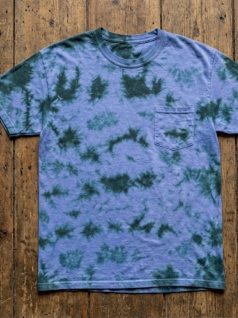 Custom tie dye handmade Blue and Green Tie-Dye T-Shirt
